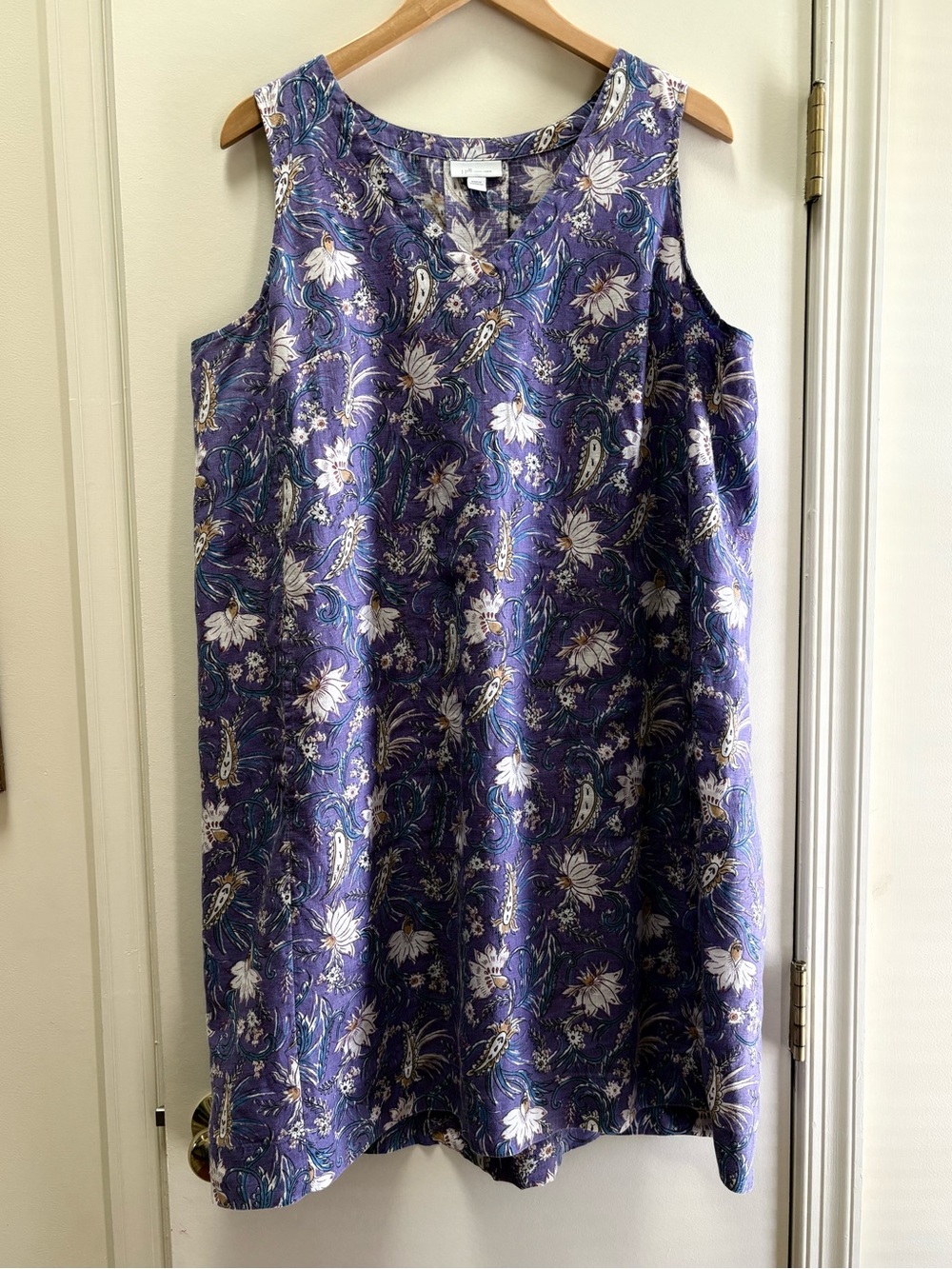 JJill Love Linen Purple Print Sleeveless Dress - Picture 2 of 8